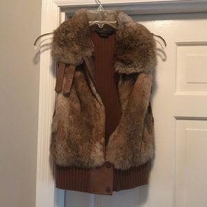 BCBG Real rabbit fur vest